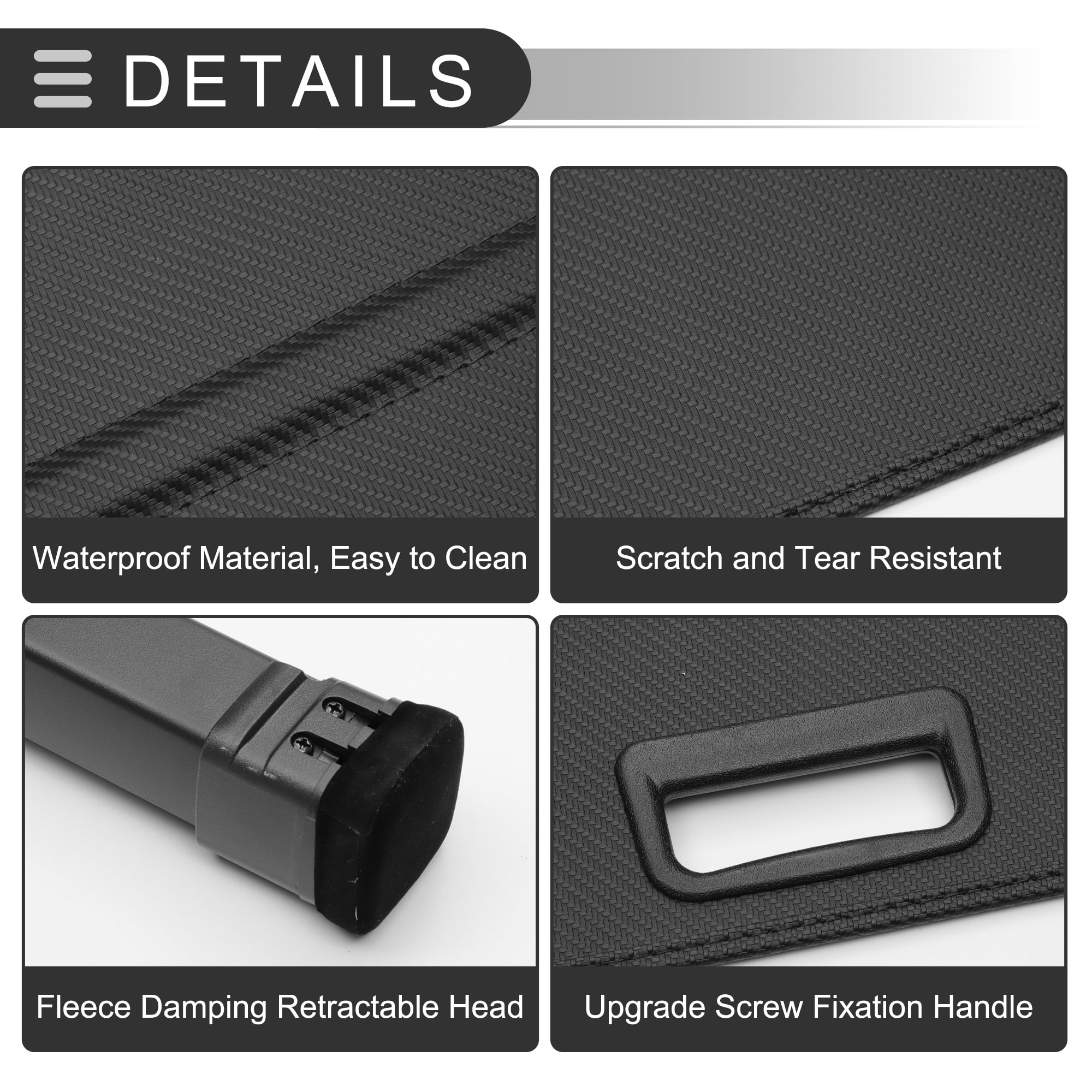 Unique Bargains Retractable Cargo Cover Black for Volkswagen Atlas 2020-2024