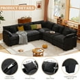 thumbnail image 3 of BedLuxury 111.5” Modular Sectional Sofa with Corner Seat, Modern Chenille Deep Seat Couches for Living Room, Office, 5-Seat, Black, 3 of 7
