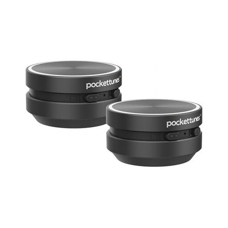 PocketTunes Bone Conduction Instant Mini Speakers with Bluetooth Wireless Technology, Pack of 2 (Black)