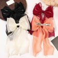 thumbnail image 5 of Large Silk Hair Bow - Blue, Long Tail, French Ribbon, for Women/Girls, Casual/Formal Occasions, 5 of 5
