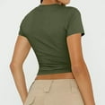 thumbnail image 5 of LISTHA Womens Crop Tops Short Sleeve Slim Fit Summer Crew Neck Tees Basic Going Out Y2k Shirt Army Green L, 5 of 7