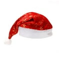 thumbnail image 5 of Single-Layer Red Velvet Christmas Hat with Foil Snowflake Print, Xmas Decorations, Holiday Party Wear Costume Accessory for Adults & Family, 5 of 8