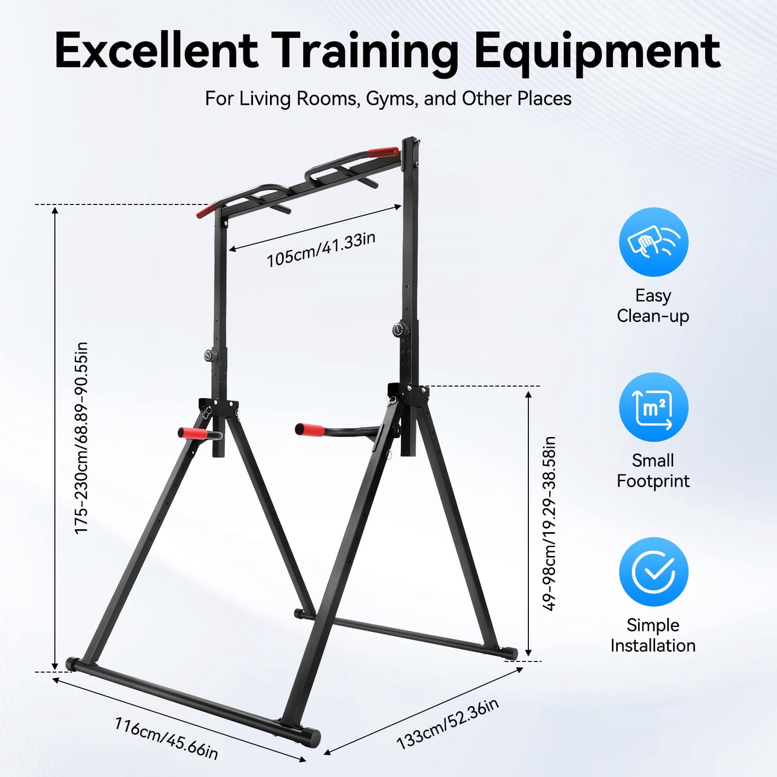 Multi-Function Pull Up Bar, Deluxe Doorway Pull Up Bar, for Chin Ups, Dips, Leg Raises, Ab Workouts, Home Calisthenics, Space Saving Design, Smooth Surface for Easy Cleaning