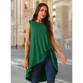 thumbnail image 2 of DARING DIVA Women's High Low Hem Crew Neck Sleeveless Tunic Top Dark Green L, 2 of 8