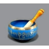 eSplanade - Singing Bowl - Tibetan Buddhist Prayer Instrument With Striker Wood Stick | OM Bell | OM Bowl | Meditation Bowl | Music Therapy | Brass - 5" Inches - Blue