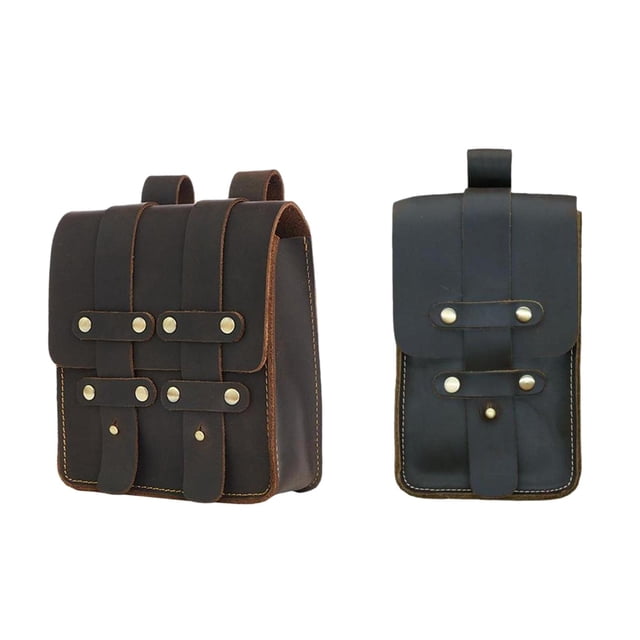 Riñonera estilo retro para hombre, 2 unidades, para viajes, vacaciones y caminatas. L Marrón oscuro y S Marrón oscuro