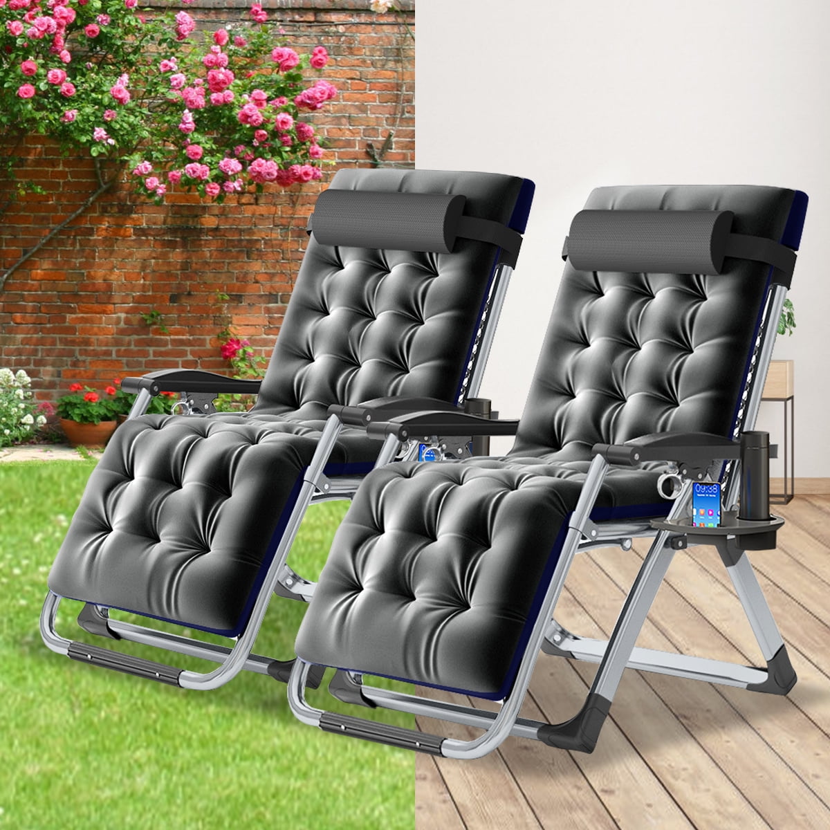 Slsy Zero Gravity Chair 2 Pack, Lawn Recliner, Set of 2 Reclining Patio