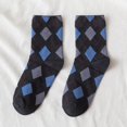 thumbnail image 4 of Chaussettes pour Femmes Coton Mode Motif Argyle Style Angleterre Mi-Mollet, 4 of 8