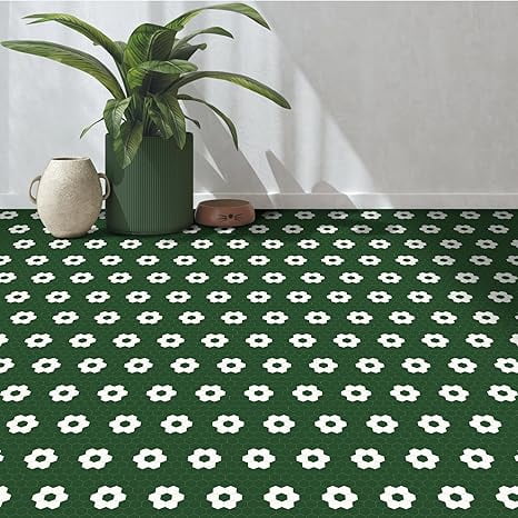 MORCART Peel and Stick Floor Tile, Vinyl Flooring Waterproof, DIY Flooring for Bathroom, Kitchen, Fireplace, Pet House, Stairs, Bedrooms, Wall(20PCS,7.87" x 7.87",Dark Green)