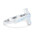 thumbnail image 2 of Sideways Cross Band Ring Lab Created White Opal 925 Sterling Silver Size 5, 2 of 6