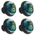 thumbnail image 2 of 4 Pcs Peacock Feather Knobs for Kitchen Cabinet Cupboard Dresser Bookcase Drawer Pulls Handles Round Home Decor, 2 of 8