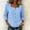 Blue #005, variant on Womens 3/4 Sleeve Shirt Button Detail Top Summer Baggy Square Notch Neck Casual Boho Blouses S