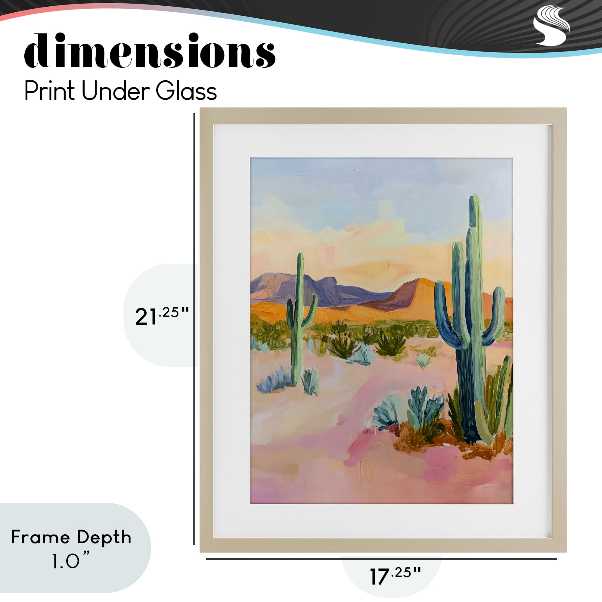 Stupell Industries Cactus Desert with Soft Sunset Birch Framed Print Under Glass, design by The Prints Vibe