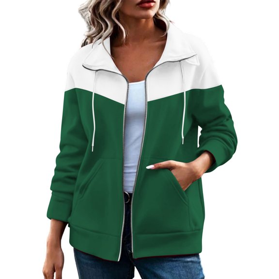 Hurxie Oversized Sweatshirt for Women Zip Up Bomber Jacket | Fall Fashion Casual Jackets, Long Sleeve, Athletic Sweatshirt Cardigan, Outerwear with Pockets Green,3XL