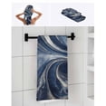thumbnail image 6 of Navy Blue Abstract Towel Set of 3, Soft Microfiber Bath Towels, Hand Towel, Washcloths, White Moire Abstract Quick-Dry Absorbent Towels for Bathroom Kitchen Hotel Beach Gym Spa, 6 of 7