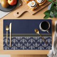 thumbnail image 2 of Boho Navy Blue Flower Placemats Set of 4, Abstract Bohemia Pesley Floral Placemats for Dining Table, Place Mats for Kitchen Tabletop, Waterproof Wipeable Dining Table Mats Set, 2 of 9