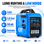Rvchic 2450-Watt Super Quiet & Lightweight Portable Inverter Generator,Gas Powered,Long Run Time,Parallel Capable Generator,for Camping,Home Use Blue