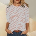 thumbnail image 2 of Kayannuo Fall Womens Tops Clearance Print Floral Graphic Round Neck Long Sleeve Shirts for Women Casual Women's Fashion Printed Mid-length 3/4 Sleeves Round Neck Casual Tops T-shirt, 2 of 5