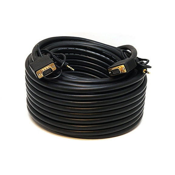 Monoprice Super VGA HD15 M/M Cable - 75 Feet With Stereo Audio and Triple Shielding | Gold Plated, CL2 Rated