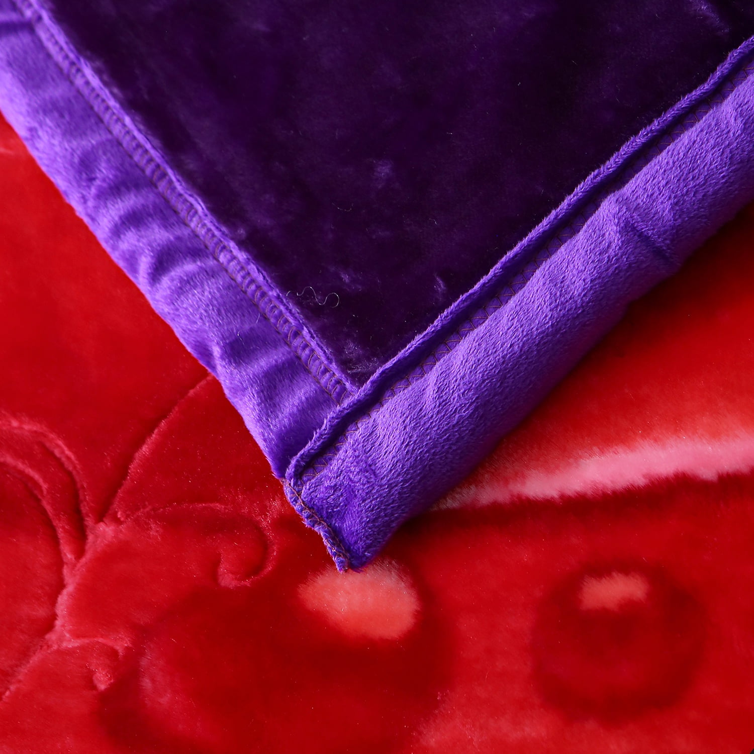 MERRY HOME King Size Fleece Blanket For Bed, A & B Patterns Soft Warm Floral Blanket, Microfiber Plush Middle Weight Bed Blanket For All Season, Purple Background Rose/Camellia, 5.7LB, 83"x91"