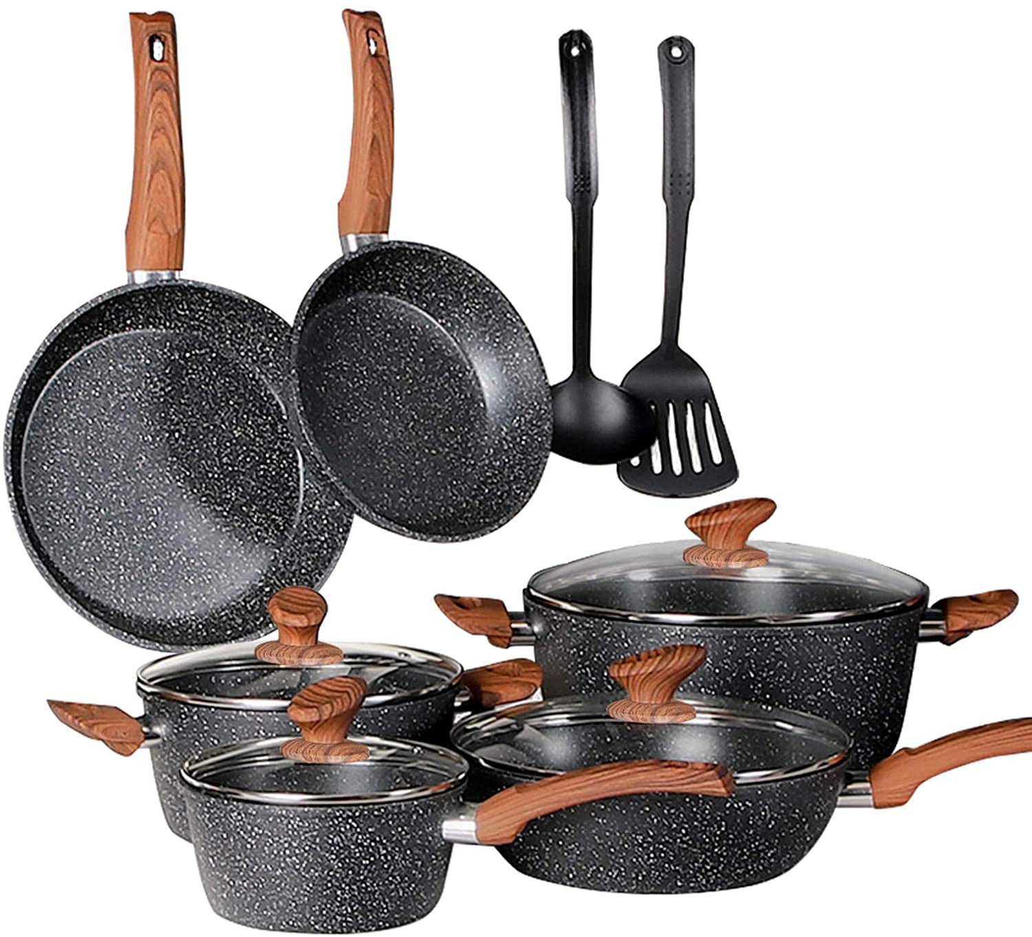 and Accessories Pans Non-Stick Cookware Set 12-Piece Set Caseserole Pots