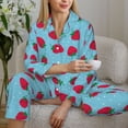 thumbnail image 6 of Fotbe Strawberries Pattern Long Sleeve Pajama Set for Women,Sleepwear Set,2-piece Loungewear Set,Soft PJs Comfy Nightwear with Pockets -Large, 6 of 7
