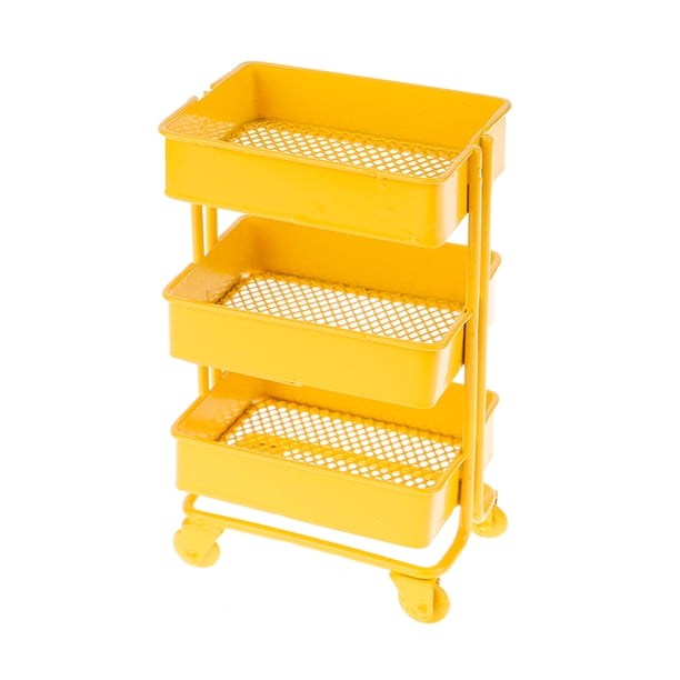 Vogacara Estante de almacenamiento para carro, casa rodante, carros de tres capas, juguetes para juego de imitación casas de muñecas Amarillo