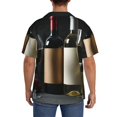 thumbnail image 3 of Fotbe Two Bottles Of Red And White Wine Camisa Estampada de Manga Corta para Hombre, Casual de Verano, Estilo Playero, Sin Arrugas-Large, 3 of 5