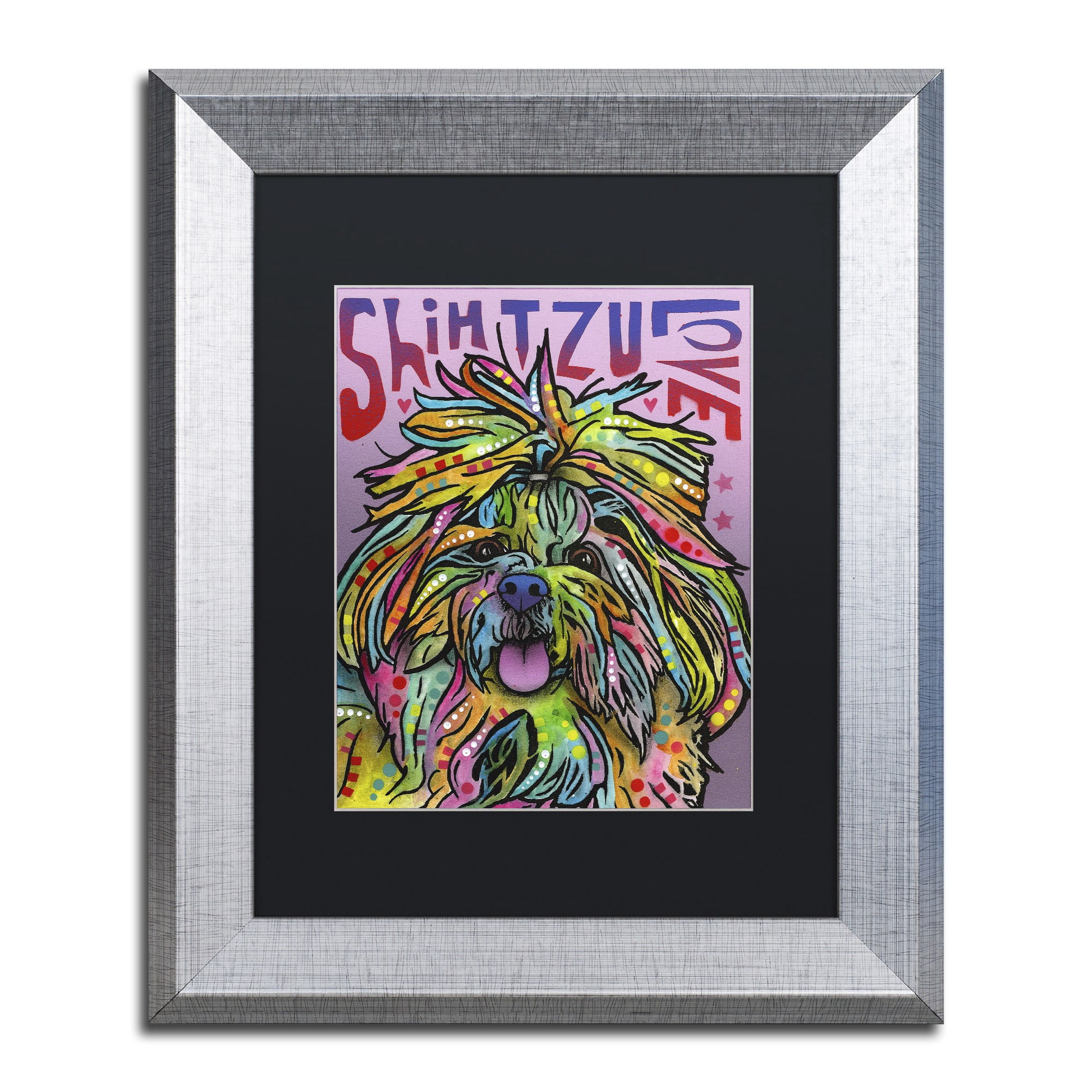 Trademark Fine Art 'Shih Tzu Luv' Canvas Art by Dean Russo, Black Matte, Silver Frame