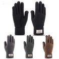thumbnail image 1 of Guantes de pantalla táctil de doble capa para otoño e invierno, guantes de punto de lana cálidos con jacquard engrosados con forro polar para hombre, 1 of 5