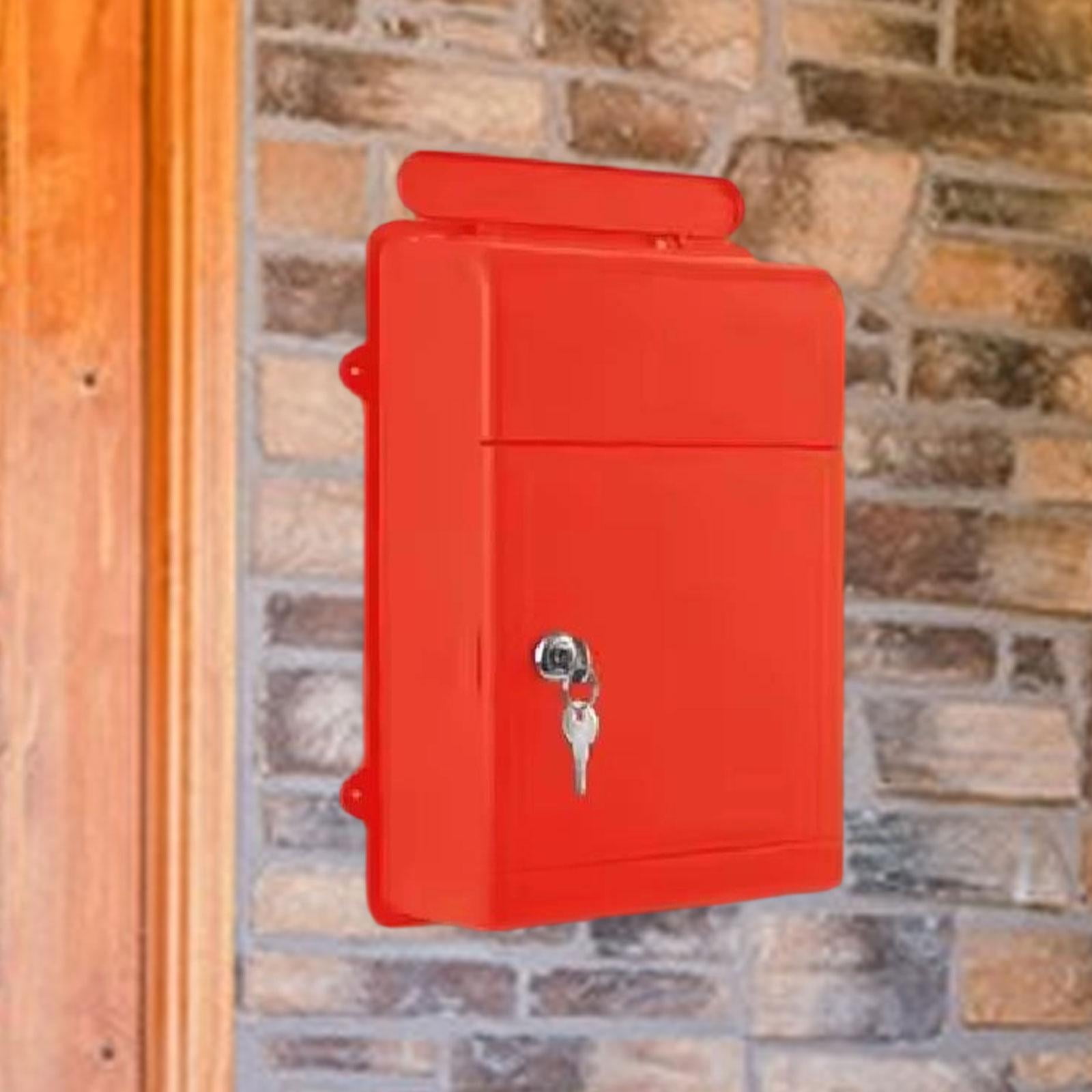 Baoblaze Wall Mounted Mailbox Wide Opening Collection Box for Cards Newspapers School Red