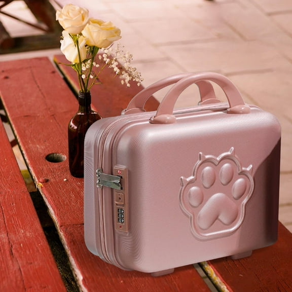 Mini Suitcase Case with Handle with Handle Portable hands Cartoon 14 inch Mini Luggage Case for Cosmetics Business Travel Shoes Rose