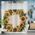thumbnail image 6 of Yellow Sunflower No Hooks Shower Curtain with Snap-in Liner Spring Flower Floral Green Leaf Line Plaid Shower Curtains for Bathroom, Waterproof, Easy Install, Washable 72"x72", 6 of 9