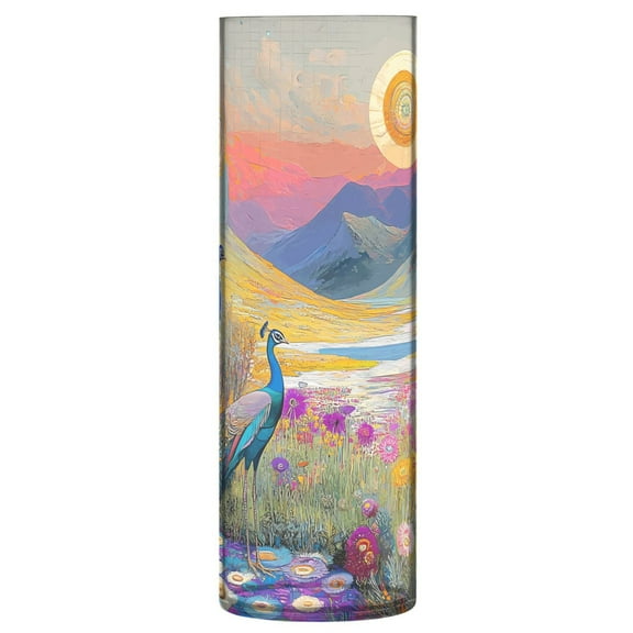 Clear Flower Vase Centerpieces Plastic Cylindrical Vases Home Wedding Decor 4"x12" Peacocks in Alpine Meadow