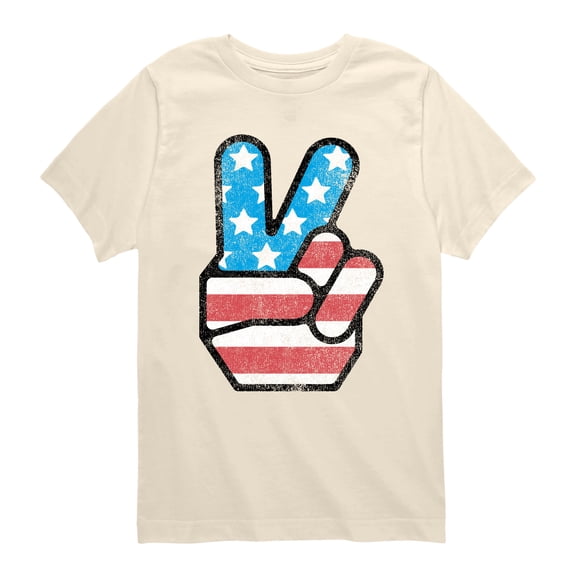 Instant Message - USA Flag Peace - Youth Boys Short Sleeve Graphic T-Shirt