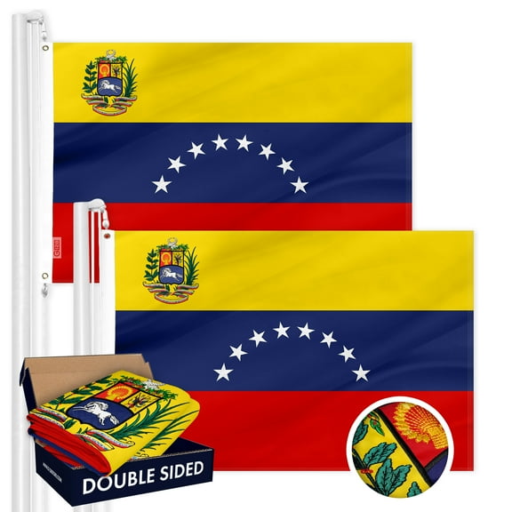 Venezuela Venezuelan Flag 3x5FT 2-Pack Double-sided Embroidered Polyester By G128