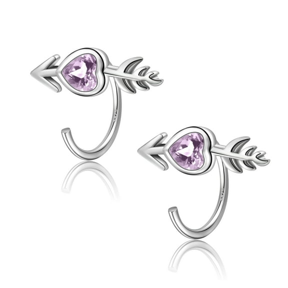 Huggie Hoop Earrings 925 Sterling Silver Heart Arrow Half Hoop Earrings CZ Nap Earrings Small Hoop Sleeper Earrings for Women