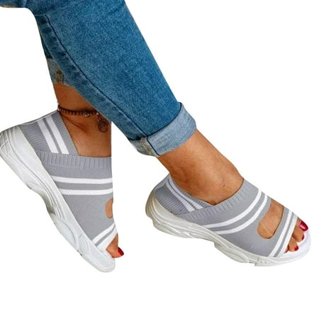 

Casual Woven Wedges Comfy Open Toe Sandals Peep Toe Slip On Stretch Fabric Platform Summer Sandals for Women