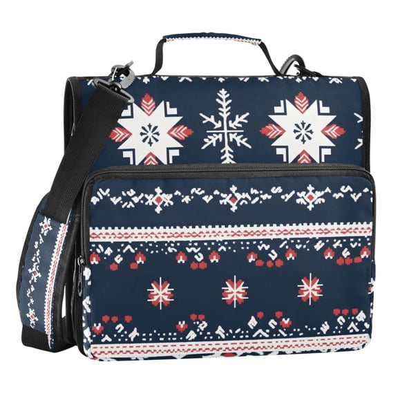 ALAZA Zipper Binder Ethnic Christmas Snowflake 3 Ring Trapper Keeper File Folder Organizer Bag