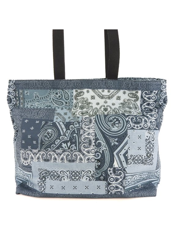 Pre-Owned Etro tote bag, cotton, blue, silver hardware, paisley pattern, shoulder...