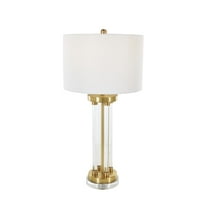DecMode 31" Rods Clear Table Lamp with White Linen Shade