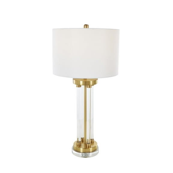 DecMode 31" Rods Clear Table Lamp with White Linen Shade