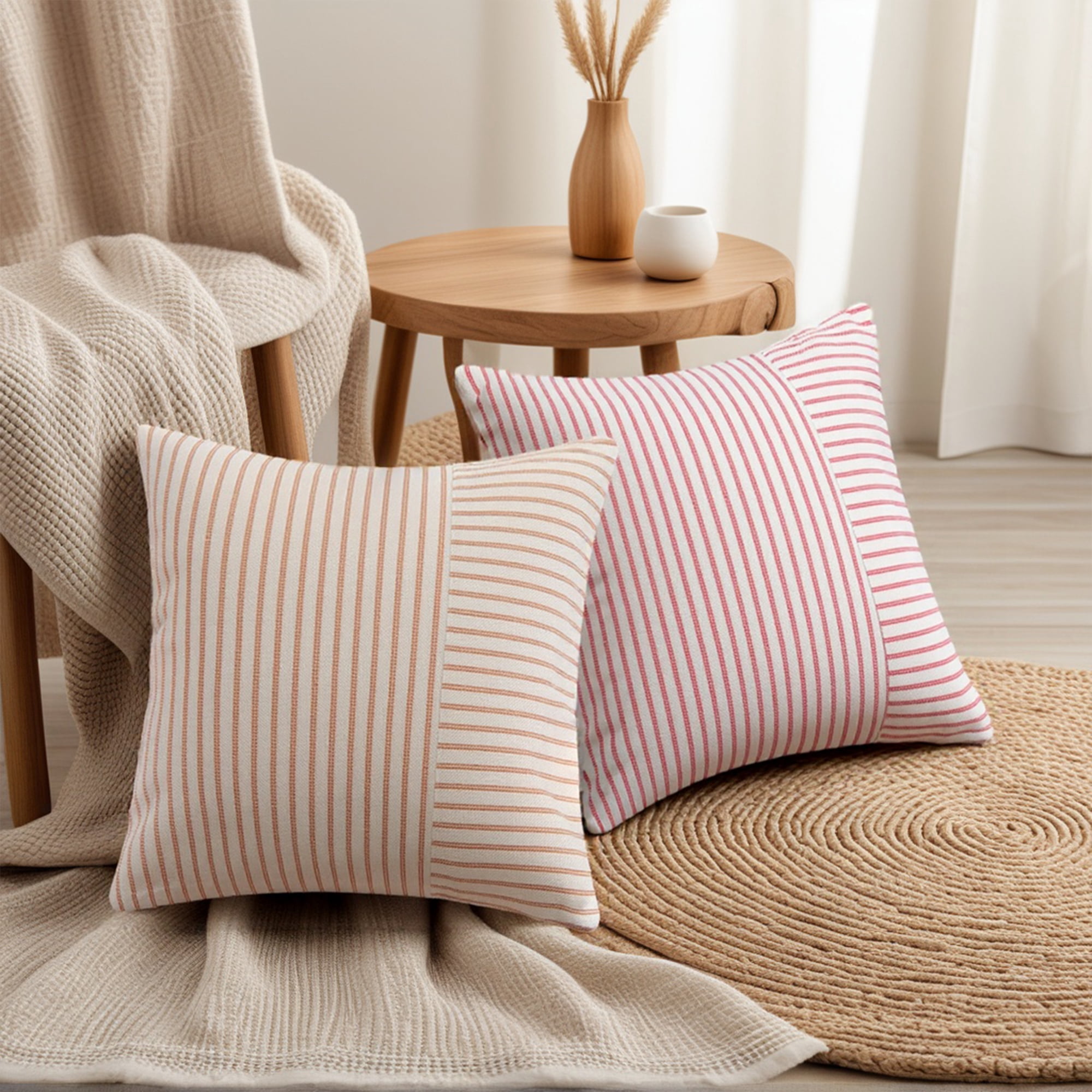 Unique Bargains 4 Pcs Boho Striped Throw Pillow Covers Black/Grey 20" x 20"