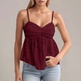thumbnail image 2 of Ulitacool Womens Summer Tank Tops Sleeveess Summer Chiffon Lace Trim Camisole Top Solid Color V Neck Blouse Basic Clothes L, 2 of 5