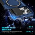 thumbnail image 6 of Phone Case for Apple iPhone 15 Pro Max (6.7") Magnetic Built in Stand Circle Ring [Compatible with MagSafe] & Slide Camera TPU Military Grade Cover [ Blue ], 6 of 11
