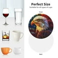 thumbnail image 6 of Honeii Geometric American Bald Eagle print Leather Coaster Set of 4, ideal for safeguarding your furniture from drinks spills and effortless cleanup-Round Shape, 6 of 6