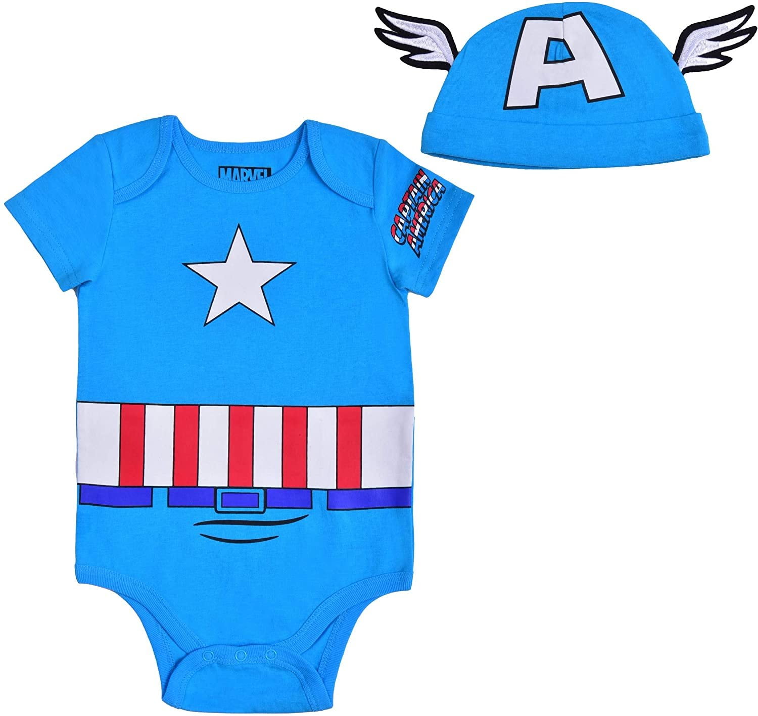 Avengers Short Onesie with Cap, Captain America Bodysuit, Baby Romper Size 18M Blue - Walmart.com