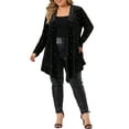 thumbnail image 2 of Agnes Orinda Women's Plus Size Long Sleeves Open Front Stars Velet Cardigan 1X Black, 2 of 5