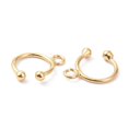 thumbnail image 3 of 10pairs Brass Cuff Ear Cuff Findings with Loop Long-Lasting Plated Ring Cadmium Free & Nickel Free & Lead Free Real 18K golden Plated 15x11.5x2.5mm Hole: 1.9mm, 3 of 3