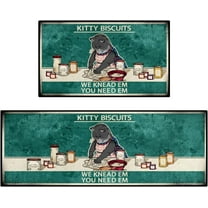 Retro Vintage Kitchen Decor Funny Cat Kitty Blue Kitchen Rugs Farmhouse Style Teal Kitchen Accessories and Decor Kitty Biscuits We Knead Em You Need Em